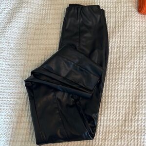 H&M high waisted black leather pants